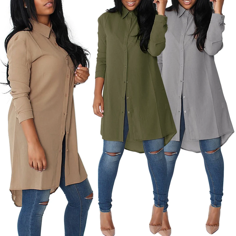 

Spring Summer Chiffon Long Blusas Women's Collar Shirt Women's Long Sleeve Cool Top Shirt Plus Size Femme Robe Vestido