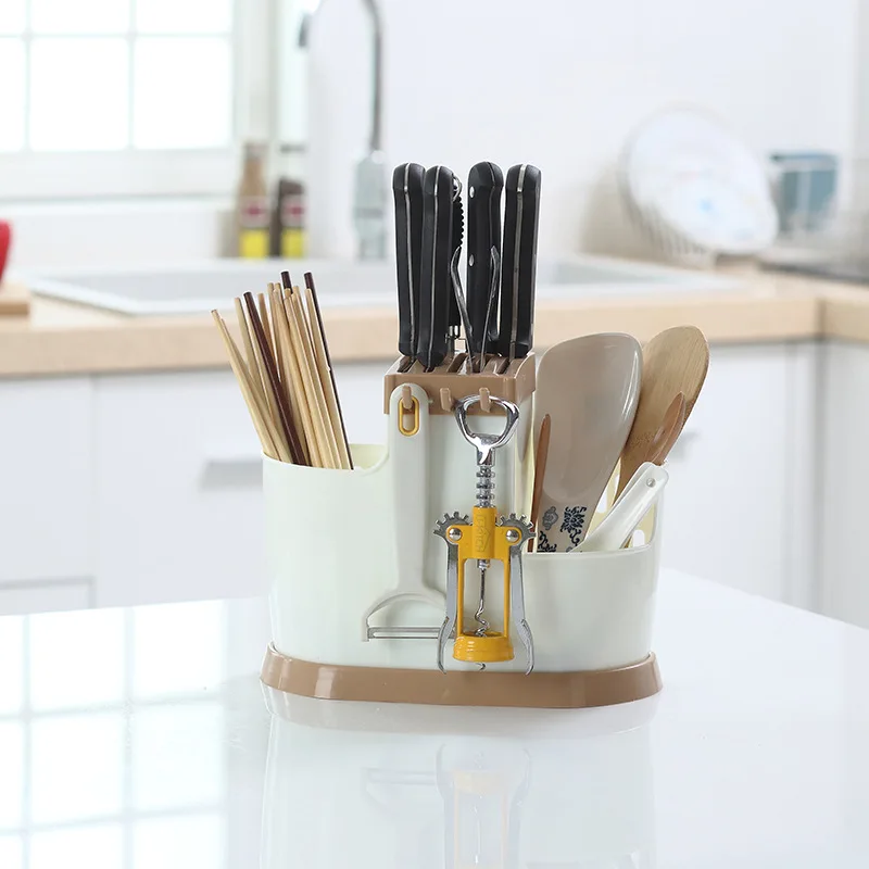 

Multi Grid Chopsticks Cage Household Kitchen Storage Rack Multi-Functional Cutlery Knife Rack Draining Chopsticks Barrel Storage