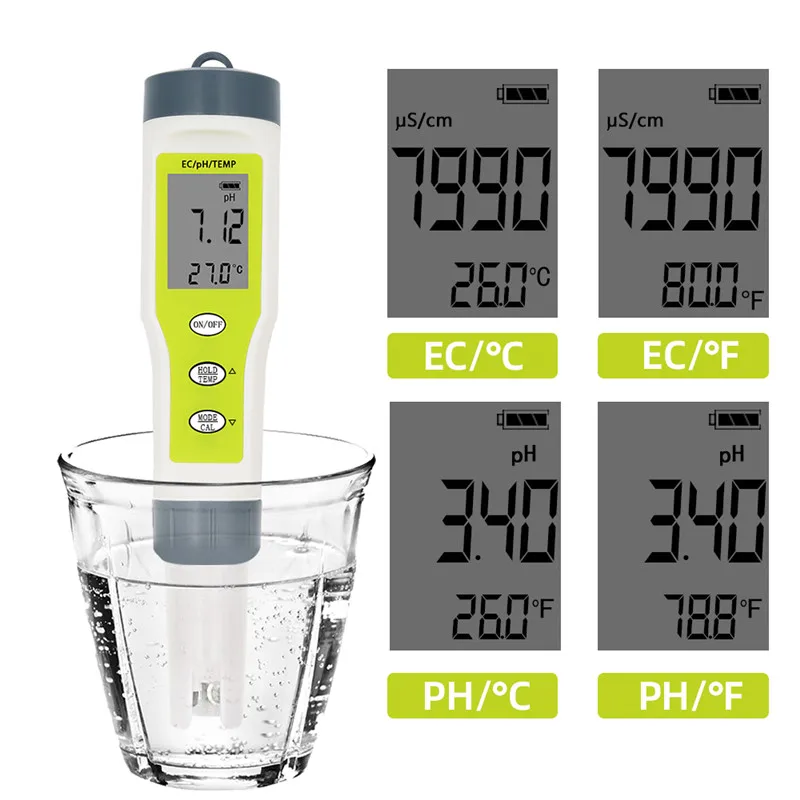 Профессиональный Цифровой тест воды er 4 в 1/3 в 1 тест EC/TDS/PH/TEMP контроль качества воды тест er комплект для бассейнов питьевой воды