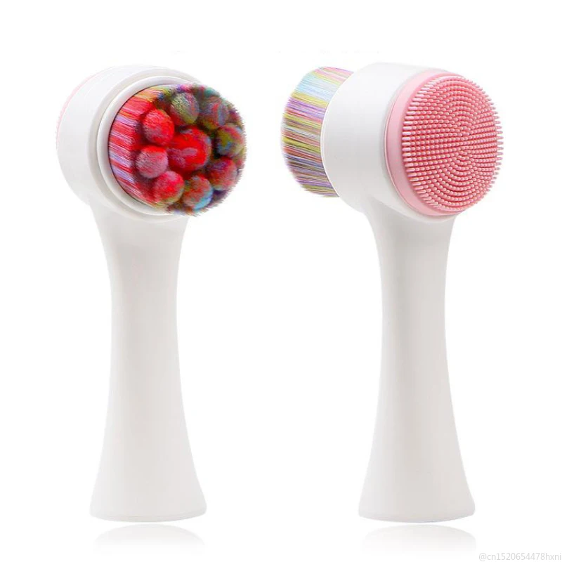 3D Double Side Silicone limpiador Face Cleanser Brush Portable Cleaning Vibration Massage Exfoliating Blackhead | Красота и здоровье