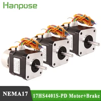 3pcs high torque stepper motor 1 7a 40n cm 17hs4401s pd controller two phase stepper motor with brake for 3d printer cnc milling