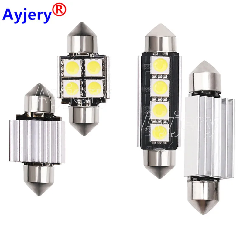 AYJERY 100 шт./лот Canbus C5W гирлянда купольная лампа 31 мм/41 мм 4 SMD 5050 светодиода без ошибок