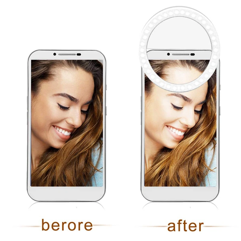 

Selfie Light Ring, 2 Pack Led Circle Clip On Cell Phone Laptop Camera Led Light 3-Level 36 Led Adjustable Brightness Video Light