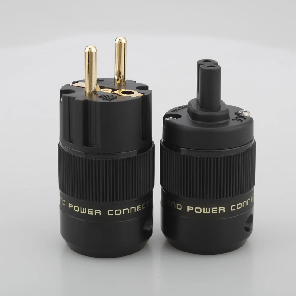 Пара аудиосигнала позолоченный рис. 8 C7 & Schuko Разъем питания hifi аудио динамик