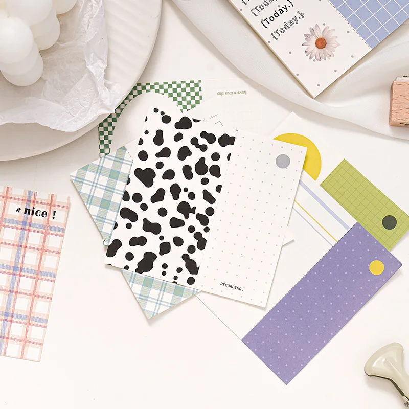 

50 Pcs Kawaii Plaid Cow Milk Memo Pad Message Notes Paper To Do List Notepad Decorative Stationery School Office Supplies