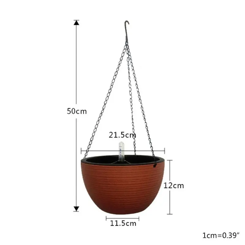 

Self Watering Hanging Planter for Indoor and Outdoor 8.6" Round Plastic Basket for Flowers and Plants Includes Chain and
