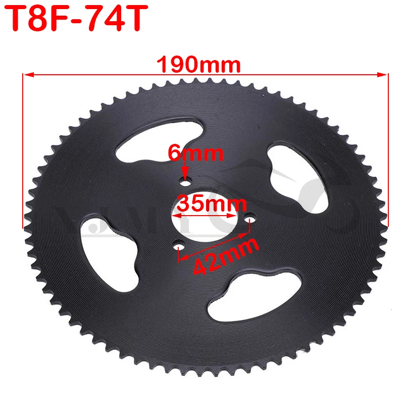 

38 44 54 58 64 74 Tooth 38T 44T 54T 64T 74T T8F 35MM Rear Sprocket Mini Moto ATV Quad Dirt Pit Pocket Bike Cross 47cc 49cc Parts