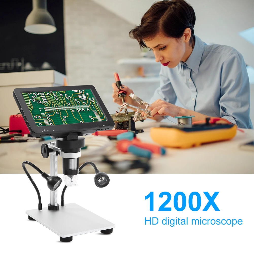 

7 inch High-definition 1200X Soldering Microscopic Observation Repair USB Digital Microscope Camera Endoscope Magnifier