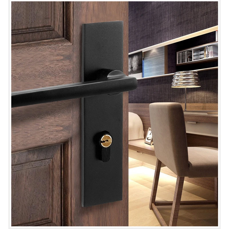 Бесшумная Ручка Дверной замок черный модный дизайн Алюминиевый сплав дверной