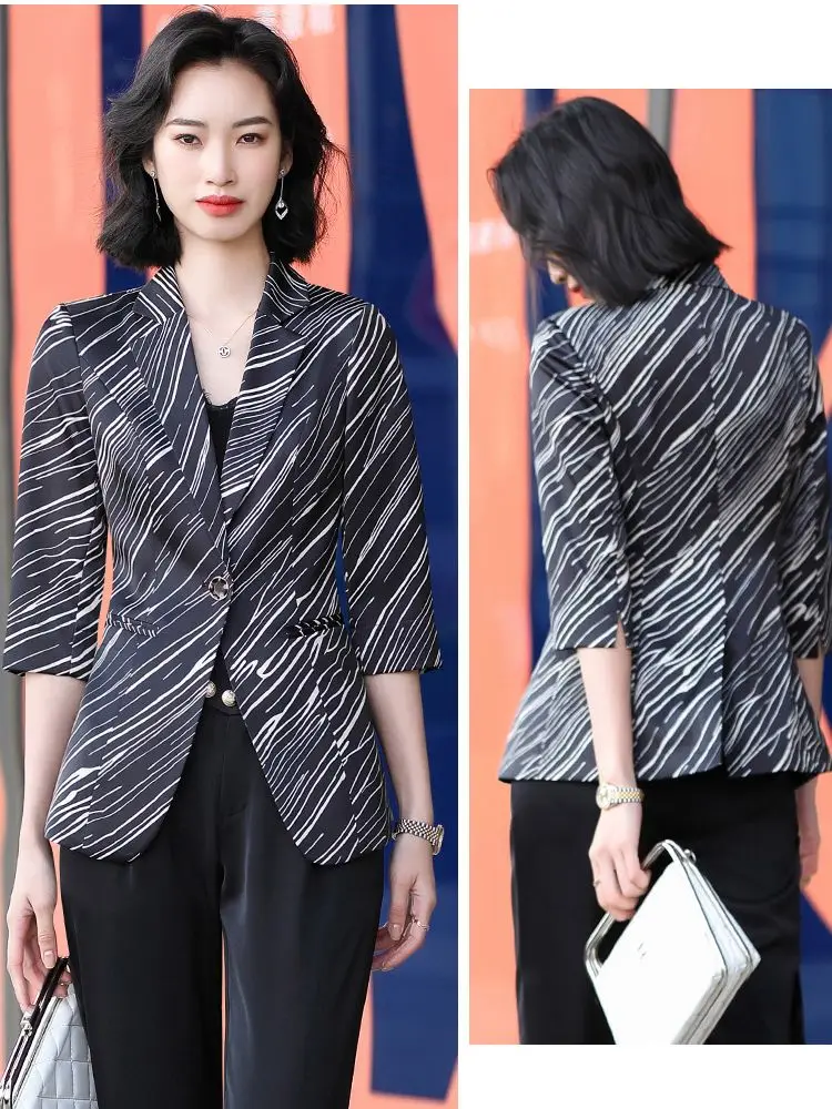 

Korean style Spring summer Leopard Print suit blazer office lady cropped jacket blazer blazers plus size clothing for women