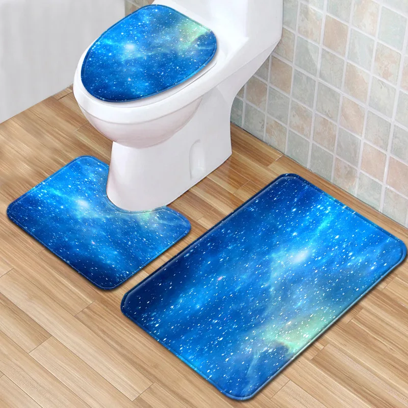 

Starry Sky Print Carpet Bathroom Carpet Rug Home Decor Bath Mat Absorbent Toilet Seat Cushion Mat Anti-slip Floor Carpet Set