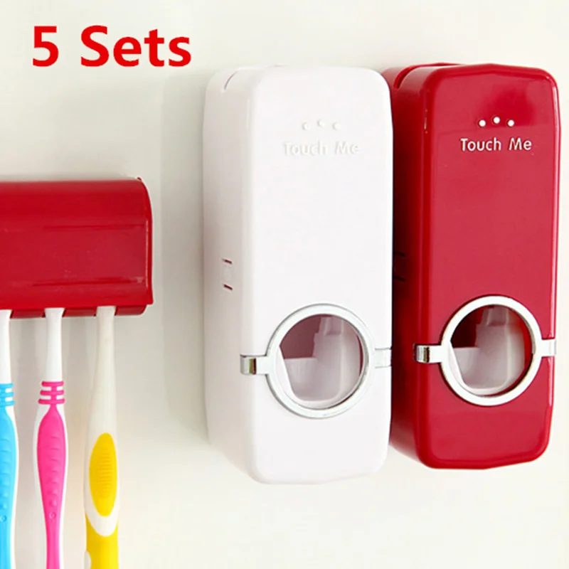 

Free Shipping!bathroom products Automatic toothpaste dispenser with dustproof toothbrush Holder toothpaste squeezer