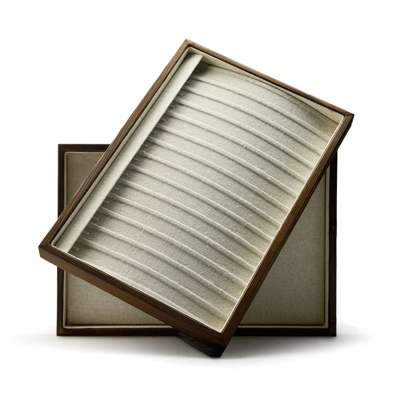 Oirlv New Solid Wood 24 Grids/Necklace Storage Tray Shop Bracelet Jewellery Goods Display Tray Props