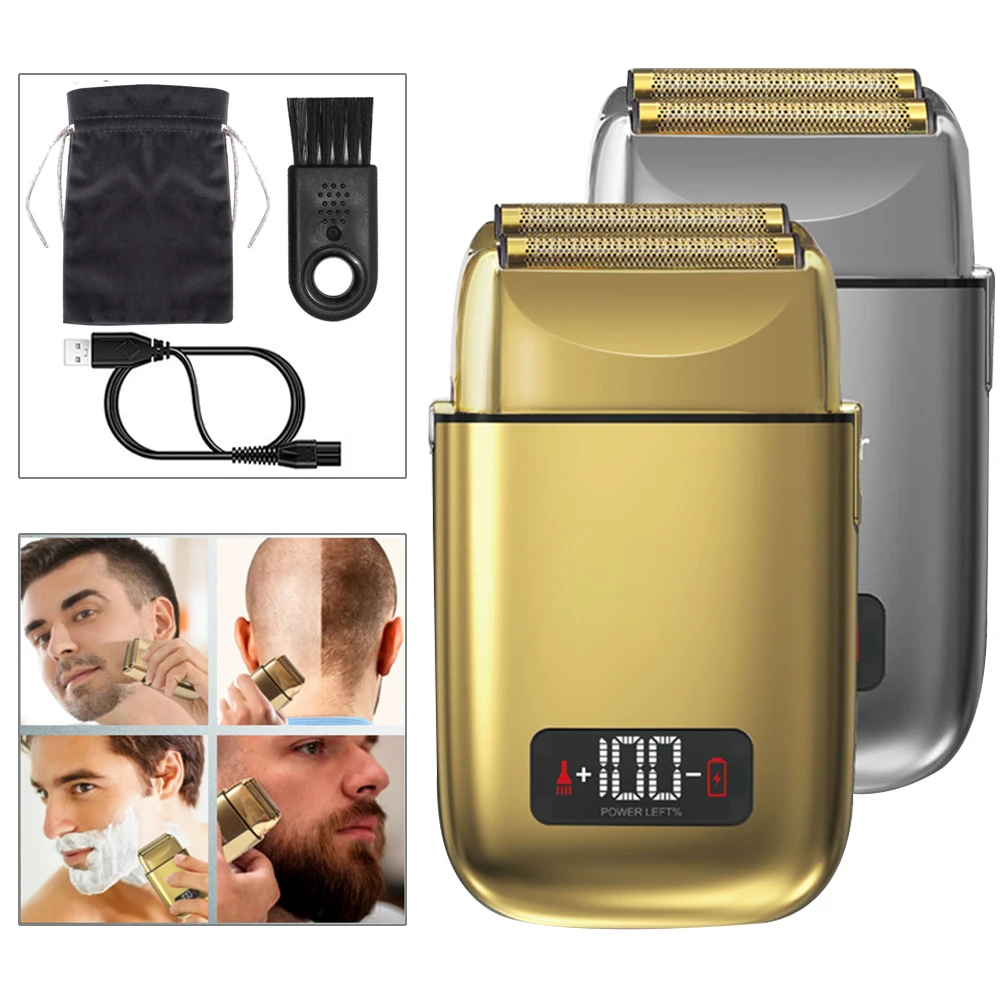 

Перезаряжаемая через USB бритва, полностью Металлическая мощная машинка для стрижки волос из фольги, USB-зарядка, электрическая бритва для бор...
