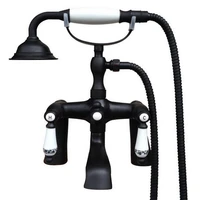black oil rubbed bronze bath clawfoot tub mixer tap faucet hand shower double ceramic handles deck mounted mtf506