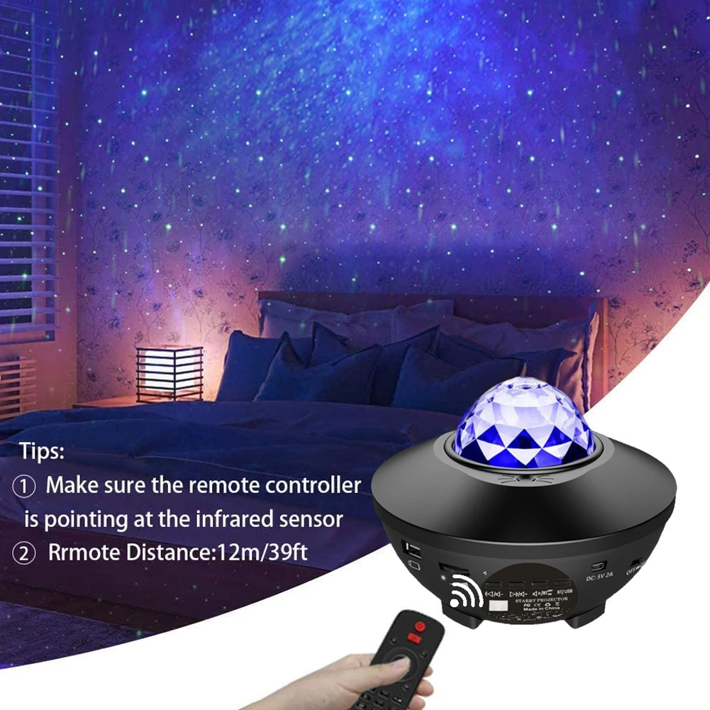 

Birthday Star Projector Home Decor Game Room LED Night Light Bedroom Music Wedding Ocean Wave Romantic USB Rechargeable Party