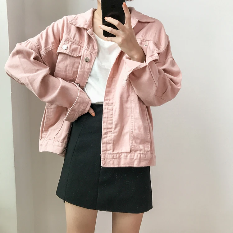 Женская ВИНТАЖНАЯ ДЖИНСОВАЯ КУРТКА Harajuku свободная однотонная куртка с музыкой