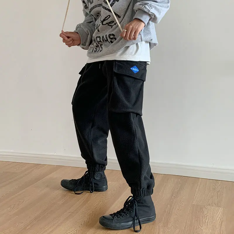 

Privathinker Men's Thickened Warm Pants Autumn Winter New Man Casual Oversize Solid Color Trousers Korean Streetwear Cargo Pants