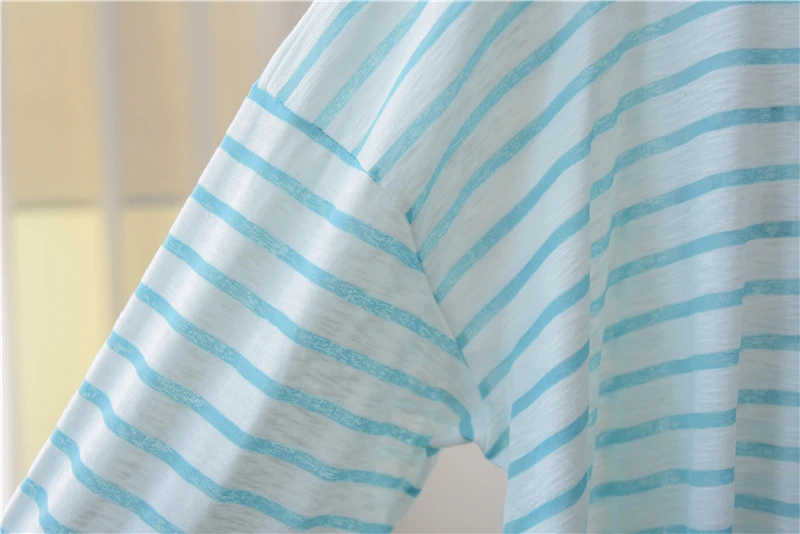 

Summer Long Sleeve Stripe Casual Tunic Top Women Large Size 2021 Thin Crewneck Cozy Oversized Tee Shirt