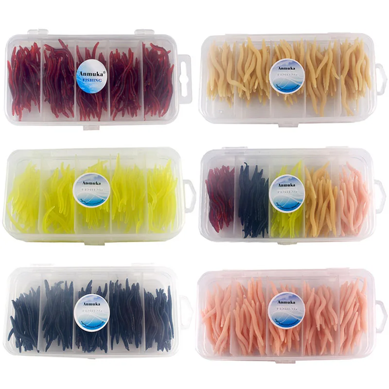 

150Pcs/Set Simulation Soft Earthworm Fishing Bait Worm Lures Tackle Multi Color