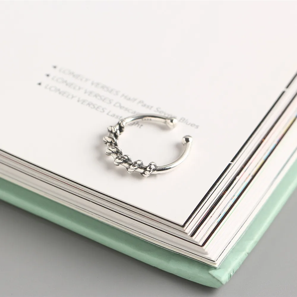 

YPAY 100% Real 925 Sterling Silver Open Rings for Women Korea Japan INS Vintage Do the Old Winding Adjustable Ring Gifts YMR1081