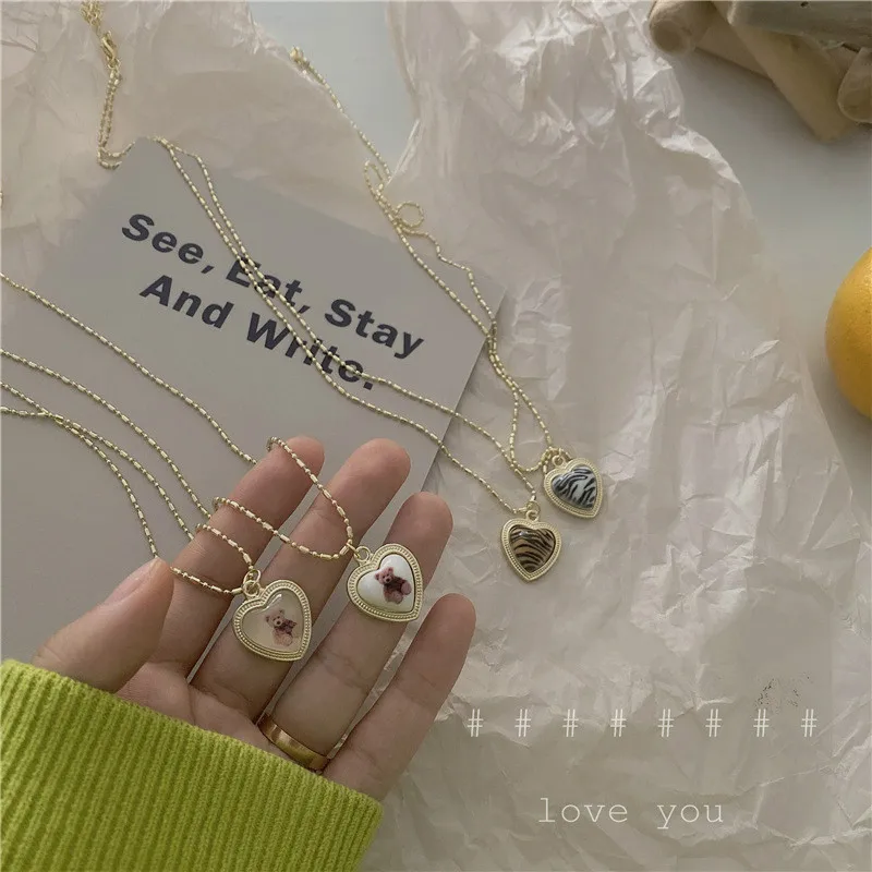 KACOSHOW корейское Ретро геометрическое ожерелье с любовным медведем женское