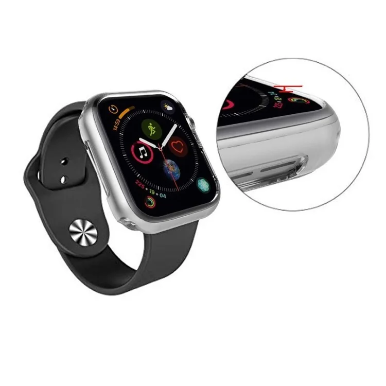 Чехол для Apple Watch Series 5, 4, 3, 2, 1, ТПУ, силиконовый, прочный, прозрачный, облегающий бампер, мягкий чехол для часов 5, 40 мм, 44 мм, задняя крышка