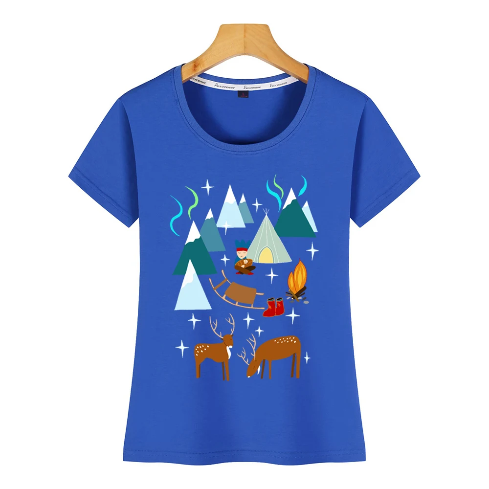 Женская футболка с принтом саами в северной Норвегии ночное время полярным