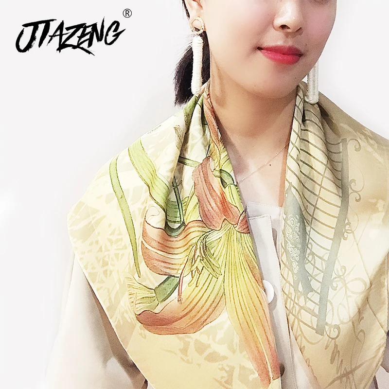 

70*70cm Small Hair Scarf For Women Floral Print Kerchief Bag Scarfs Female Square Headband Cute Hairband Neck Scarves For Ladies