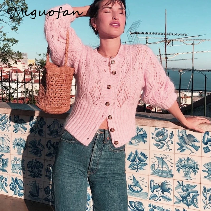 Miguofan sweater Women Hollow out sweaters crohect knitted cardigan autumn lady Long sleeve female outwear jumper 2019 |