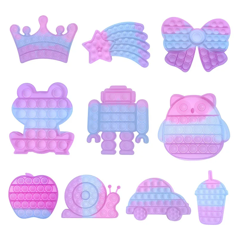 

Cartoon Silicone Push Bubble Fingertip Toys Anti-Stress Set Stress Reliever Squeeze Crafts Adults Kid Sensory Decompression Toy
