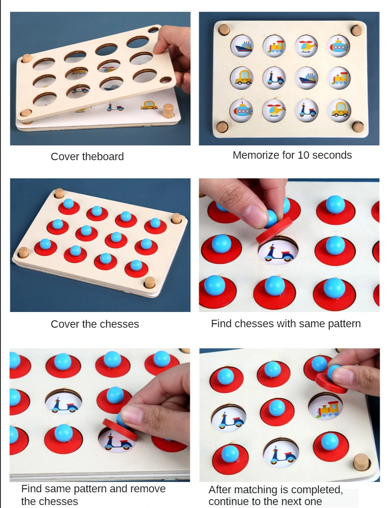 Монтессори матч памяти Шахматы 3D головоломка Повседневная семья вечерние игра