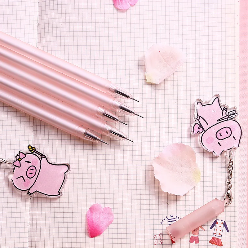 Новинка кавайная розовая свинка фоторучка с черными чернилами для подписей