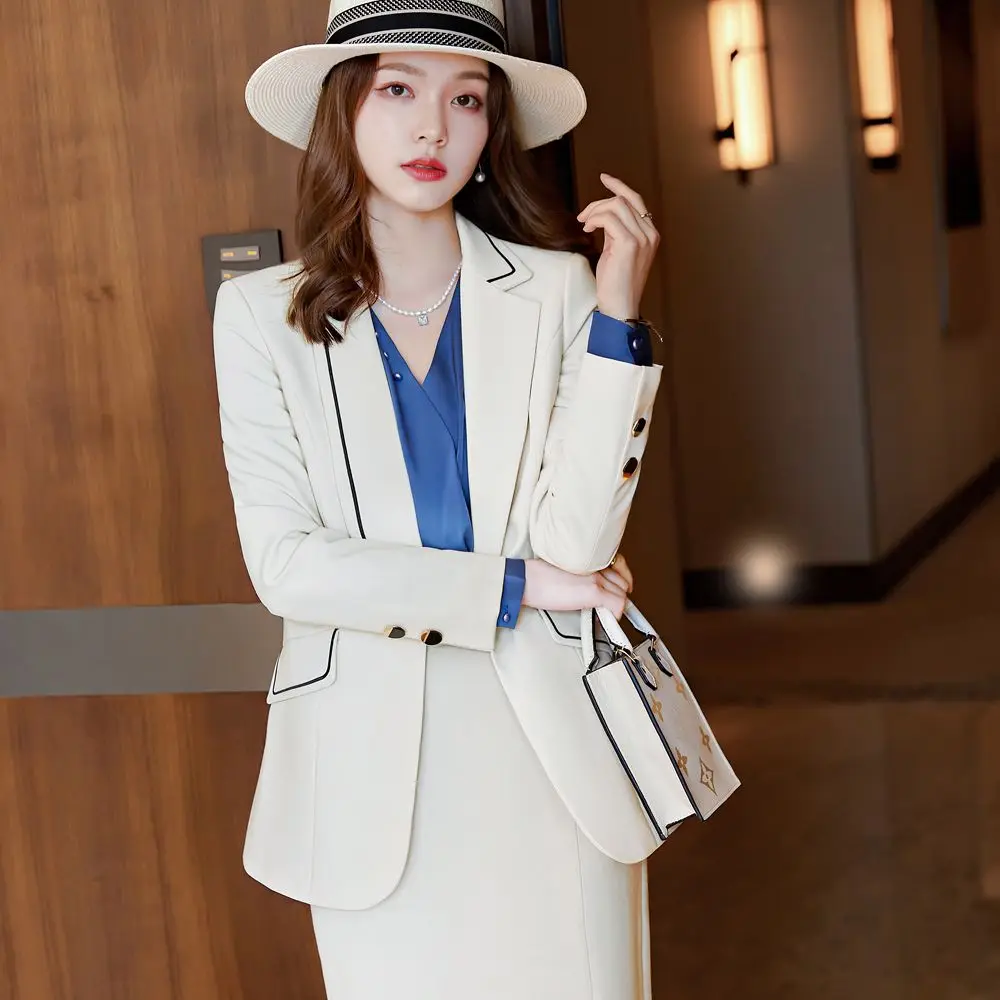 

2021 New Autumn and Winter Women's Professional Wear Casual Office Sets Double Breasted Ladies Jacket Two-piece Fashion Trousers