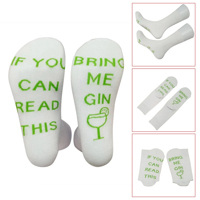 

Носки с надписью «If You Can Read This Bring Me Gin», 1 пара, дышащие, эластичные, для зимы, B99