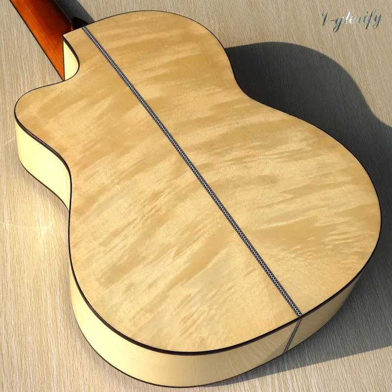 Классическая гитара Flame maple back and side 39 дюймов натуральный цвет 6 струн глянцевая