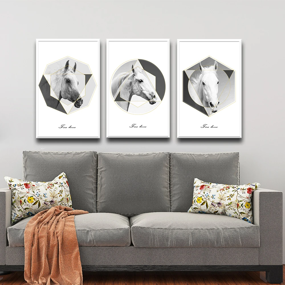 Забавная Белая лошадь Настенная живопись на холсте видео игра настенные картины