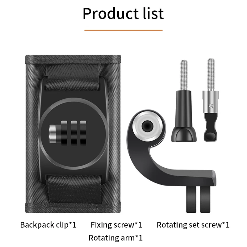 2019 New Update Sport Camera Backpack Clip Mount 360 Degree Rotary Accessories For Gopro Xiaomi DJI | Электроника