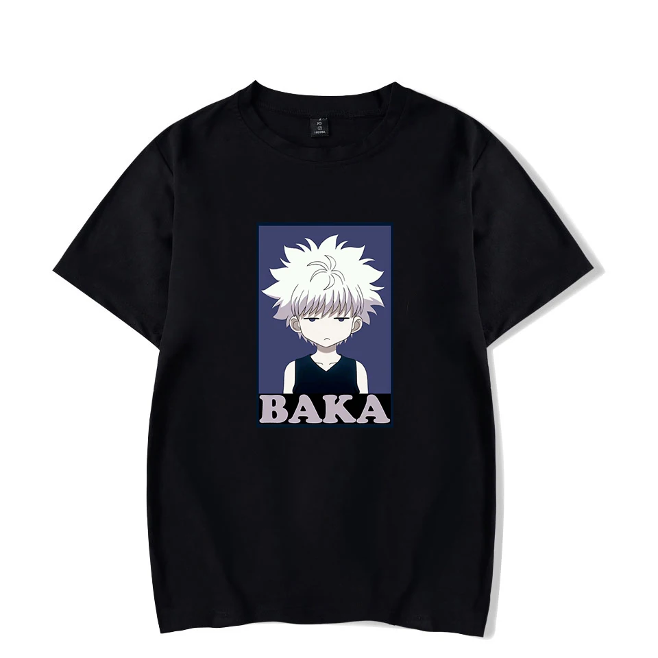 Футболка Kawaii Killua BAKA летняя футболка из 100% хлопка с коротким рукавом для женщин и