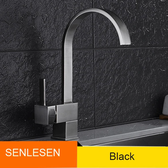 nickle black Senlesen краны для кухонной раковины хромированный латунный кухонный кран с одной ручкой и отверстием смеситель для раковины - Цвет: nickle black