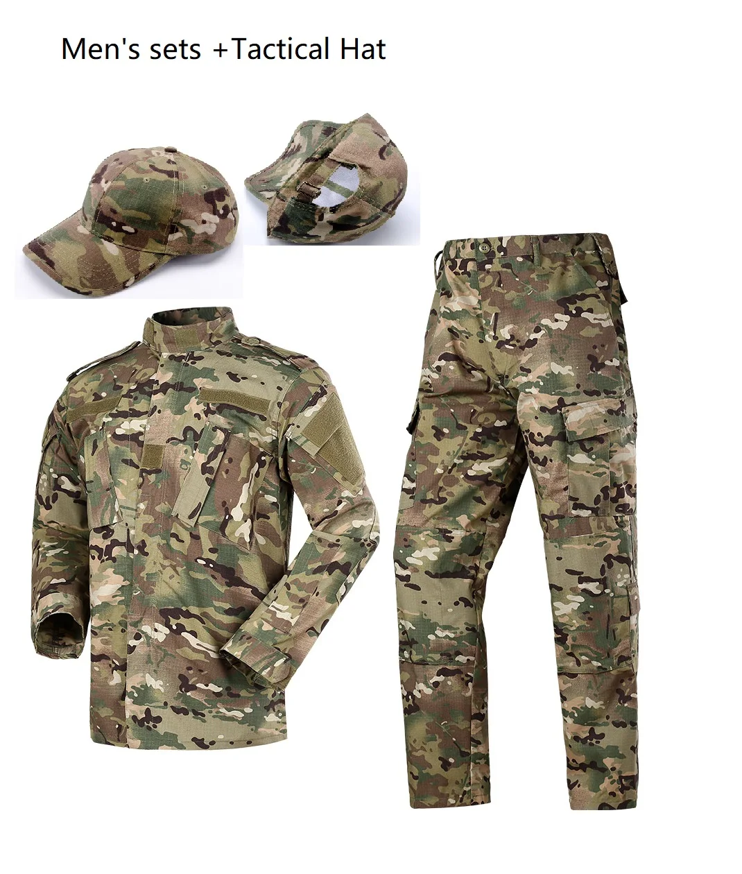 Men's Sets Multicam U.S Army Uniform Ribstop Military Uiforms With Tactical Baseball Hats