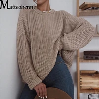 2021 fashion solid loose long sleeve sweaters women autumn winter knitted pullover tops female casual o neck oversize jumpers