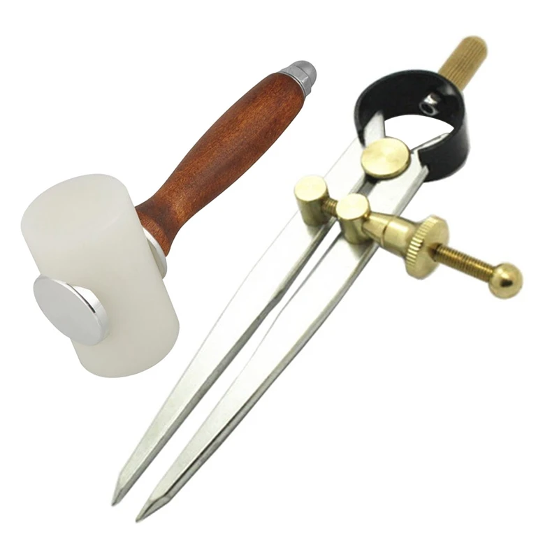 

1 шт. T-образный молоток для резьбы по коже, ручка из дерева, нейлоновый молоток для резьбы по коже и 1 шт. вращающийся инструмент для ремесла п...