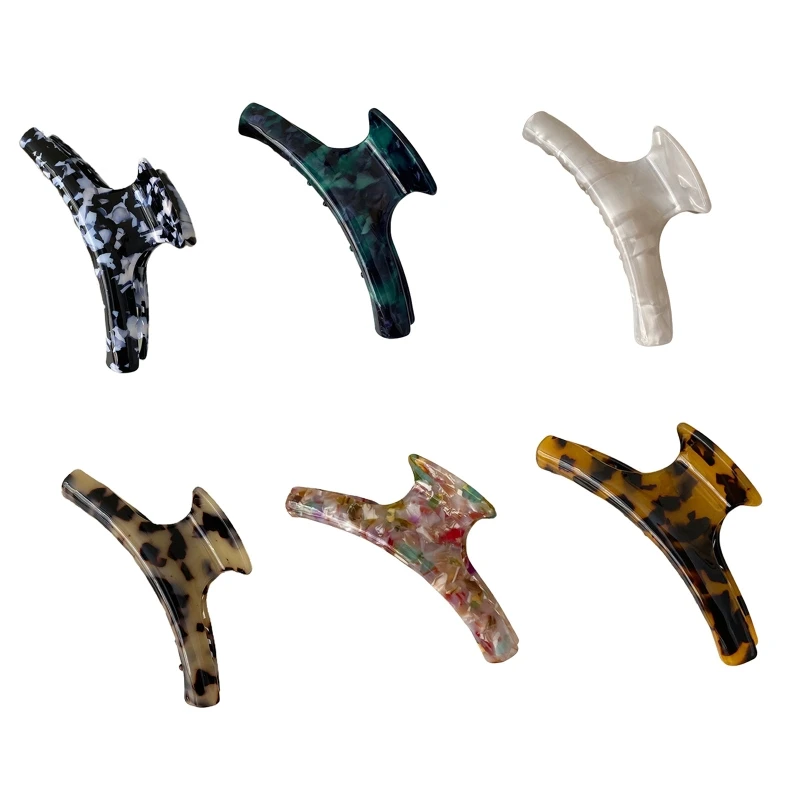 

Women Large Acetate Hair Claw Jaw Clips Luxury Marble Pattern Geometric Barrette Non Slip Ponytail Holder Styling Hair Accessory