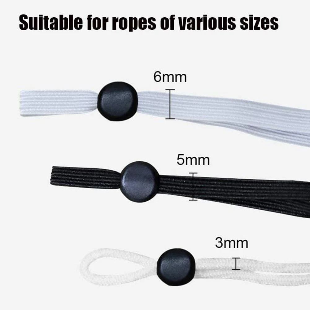 200 шт. круглые шнурки с фиксаторами плоские регулируемые бусины пряжкой