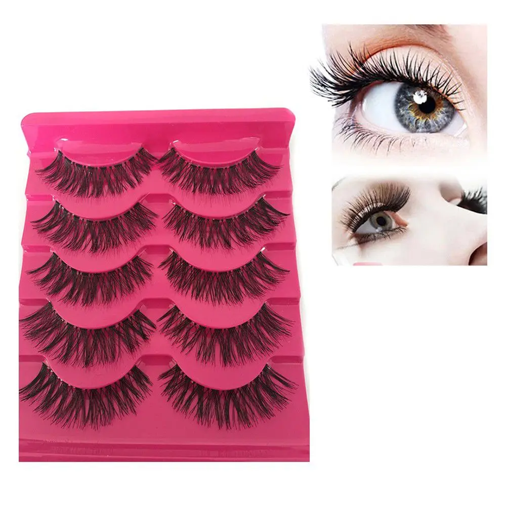 

5Pairs/Box Long Cross False Eye Lashes Handmade Thick Natural Soft Eyelashes Extension Beauty For Women Makeup Tools Wholesale