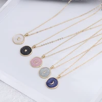 enamel moon star heart chain round pendants necklaces women fashion jewlery gift free shipping