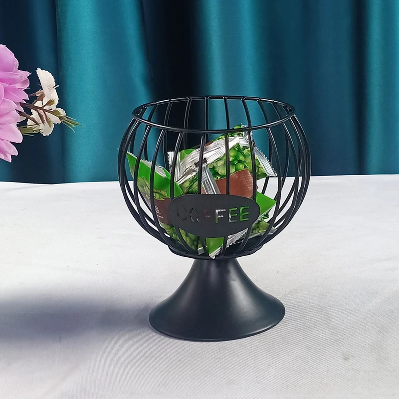 

Home Coffee Capsule Storage Basket Coffee Pod Storage Shelves Organizer Holder Vintage Metal Tower Stand Coffee Cup Basket