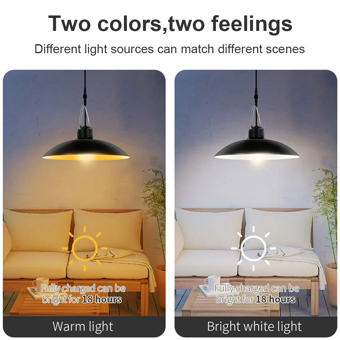 

Amaryllis Double Head Solar Pendant Light Outdoor Indoor Solar Lamp With Line Warm White/White Lighting For Camping Garden Yard