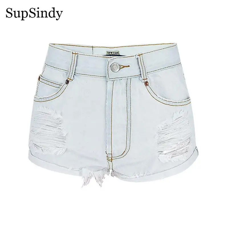 SupSindy женские короткие джинсы европейский стиль модные джинсовые шорты с высокой